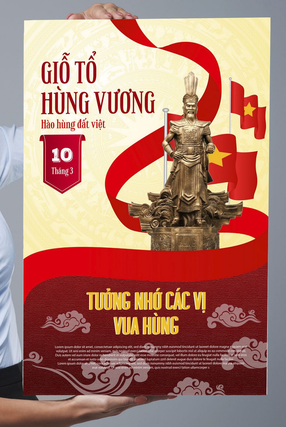 Mẫu poster ngày giỗ tổ Hùng Vương 2022