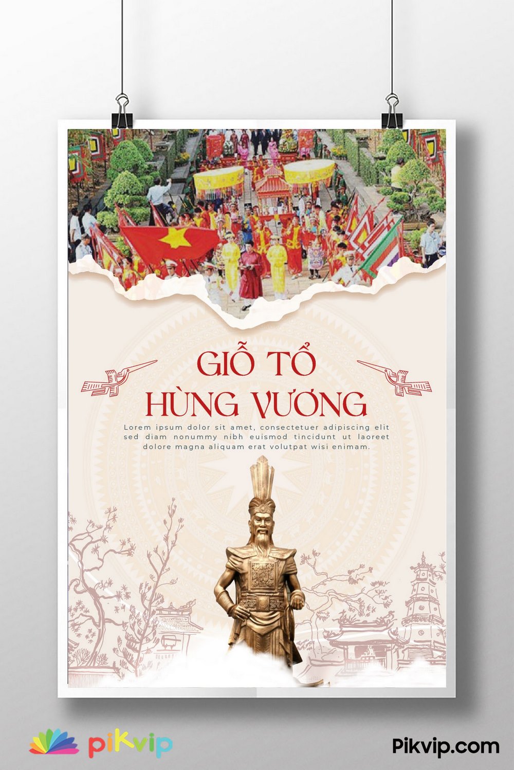Poster lễ giỗ tổ Hùng Vương 10 tháng 3 âm lịch 01